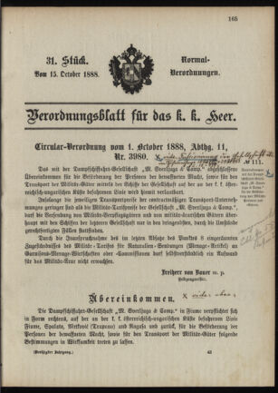 Verordnungsblatt für das Kaiserlich-Königliche Heer 18881015 Seite: 1