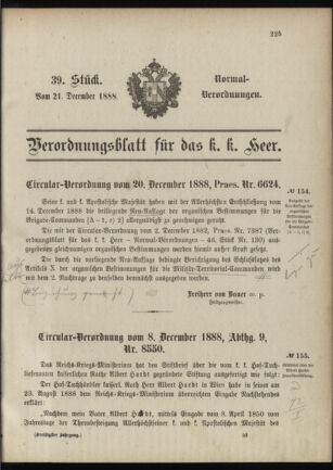 Verordnungsblatt für das Kaiserlich-Königliche Heer 18881221 Seite: 1