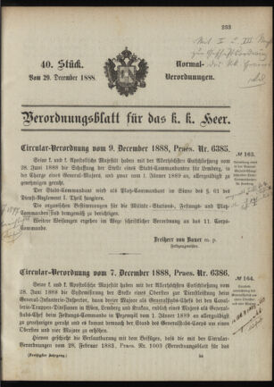 Verordnungsblatt für das Kaiserlich-Königliche Heer 18881229 Seite: 1