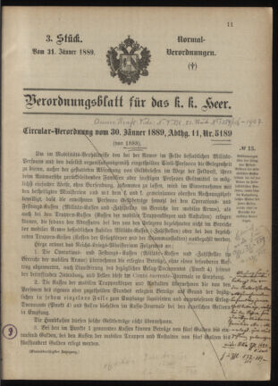 Verordnungsblatt für das Kaiserlich-Königliche Heer 18890131 Seite: 1