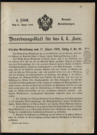 Verordnungsblatt für das Kaiserlich-Königliche Heer 18890131 Seite: 11