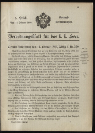 Verordnungsblatt für das Kaiserlich-Königliche Heer