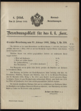 Verordnungsblatt für das Kaiserlich-Königliche Heer 18890225 Seite: 1