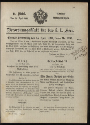 Verordnungsblatt für das Kaiserlich-Königliche Heer