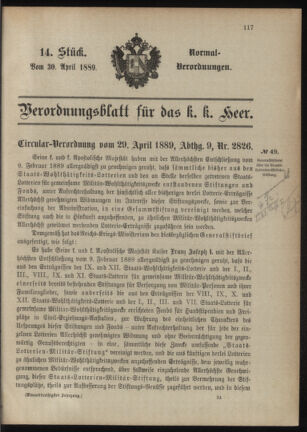 Verordnungsblatt für das Kaiserlich-Königliche Heer 18890430 Seite: 9