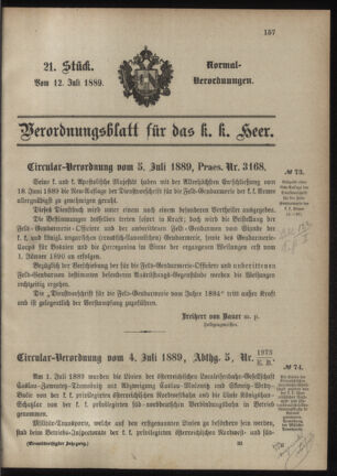 Verordnungsblatt für das Kaiserlich-Königliche Heer