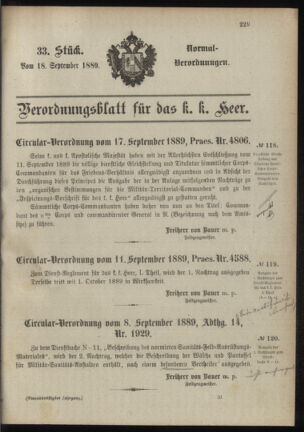 Verordnungsblatt für das Kaiserlich-Königliche Heer 18890918 Seite: 1