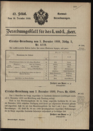 Verordnungsblatt für das Kaiserlich-Königliche Heer 18891210 Seite: 1