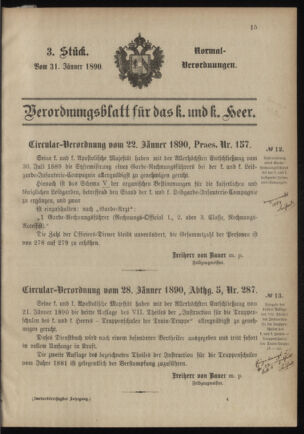 Verordnungsblatt für das Kaiserlich-Königliche Heer 18900131 Seite: 1