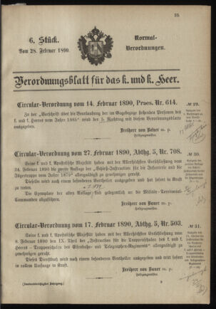 Verordnungsblatt für das Kaiserlich-Königliche Heer 18900228 Seite: 1