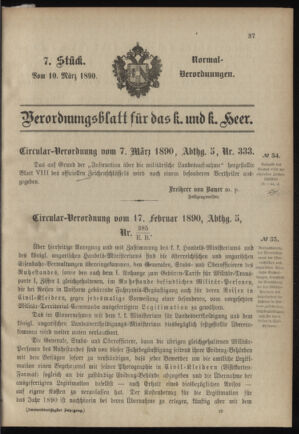 Verordnungsblatt für das Kaiserlich-Königliche Heer 18900310 Seite: 1