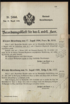 Verordnungsblatt für das Kaiserlich-Königliche Heer 18900819 Seite: 1