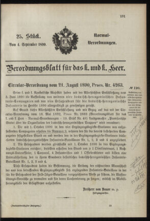 Verordnungsblatt für das Kaiserlich-Königliche Heer 18900904 Seite: 1