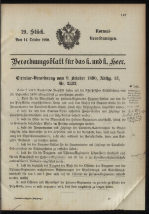 Verordnungsblatt für das Kaiserlich-Königliche Heer 18901014 Seite: 1