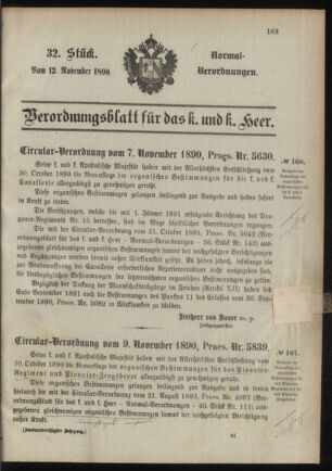 Verordnungsblatt für das Kaiserlich-Königliche Heer 18901112 Seite: 1