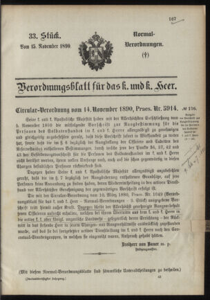 Verordnungsblatt für das Kaiserlich-Königliche Heer 18901115 Seite: 1