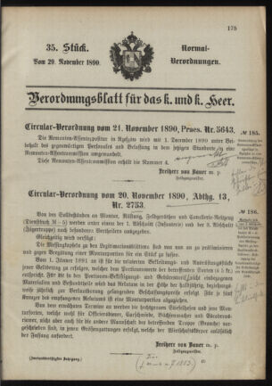 Verordnungsblatt für das Kaiserlich-Königliche Heer 18901129 Seite: 1