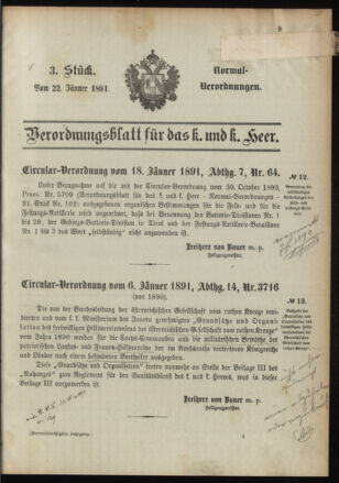 Verordnungsblatt für das Kaiserlich-Königliche Heer 18910122 Seite: 85