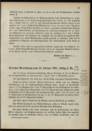 Verordnungsblatt für das Kaiserlich-Königliche Heer 18910227 Seite: 5