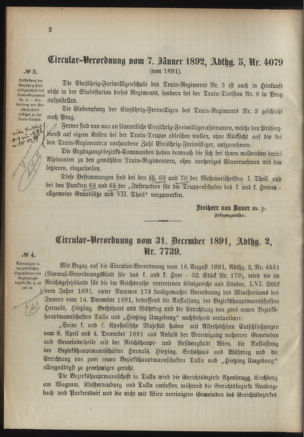 Verordnungsblatt für das Kaiserlich-Königliche Heer 18920109 Seite: 2