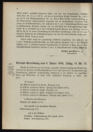 Verordnungsblatt für das Kaiserlich-Königliche Heer 18920109 Seite: 6