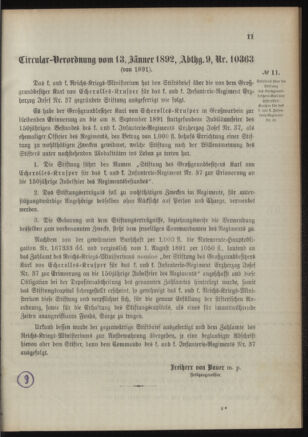 Verordnungsblatt für das Kaiserlich-Königliche Heer 18920116 Seite: 3