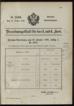 Verordnungsblatt für das Kaiserlich-Königliche Heer 18921031 Seite: 1