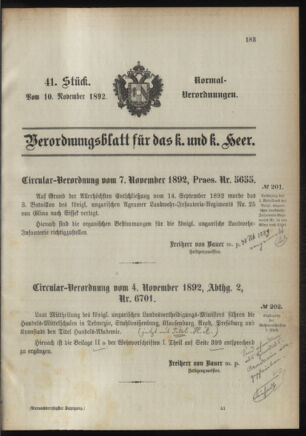 Verordnungsblatt für das Kaiserlich-Königliche Heer 18921110 Seite: 27