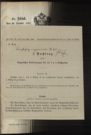 Verordnungsblatt für das Kaiserlich-Königliche Heer 18921224 Seite: 41