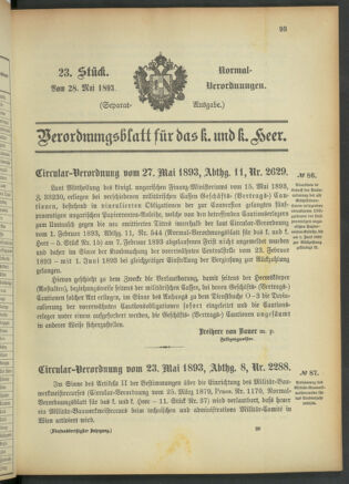 Verordnungsblatt für das Kaiserlich-Königliche Heer 18930528 Seite: 1