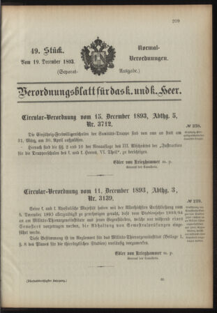 Verordnungsblatt für das Kaiserlich-Königliche Heer 18931219 Seite: 1