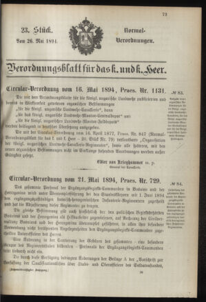 Verordnungsblatt für das Kaiserlich-Königliche Heer