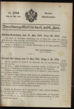 Verordnungsblatt für das Kaiserlich-Königliche Heer 18940530 Seite: 1