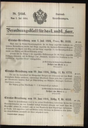 Verordnungsblatt für das Kaiserlich-Königliche Heer 18940707 Seite: 1