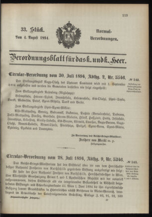 Verordnungsblatt für das Kaiserlich-Königliche Heer 18940804 Seite: 1