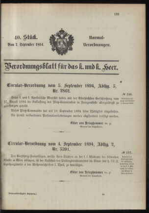 Verordnungsblatt für das Kaiserlich-Königliche Heer 18940907 Seite: 1