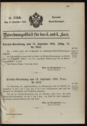 Verordnungsblatt für das Kaiserlich-Königliche Heer 18940915 Seite: 1