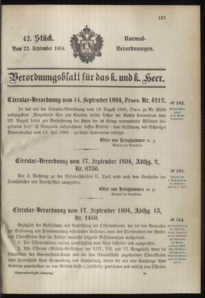 Verordnungsblatt für das Kaiserlich-Königliche Heer 18940922 Seite: 1