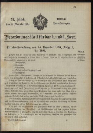 Verordnungsblatt für das Kaiserlich-Königliche Heer 18941128 Seite: 1