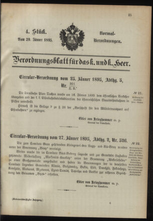 Verordnungsblatt für das Kaiserlich-Königliche Heer 18950129 Seite: 1