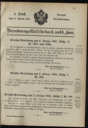 Verordnungsblatt für das Kaiserlich-Königliche Heer 18950211 Seite: 1