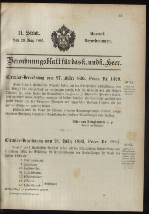 Verordnungsblatt für das Kaiserlich-Königliche Heer 18950329 Seite: 1