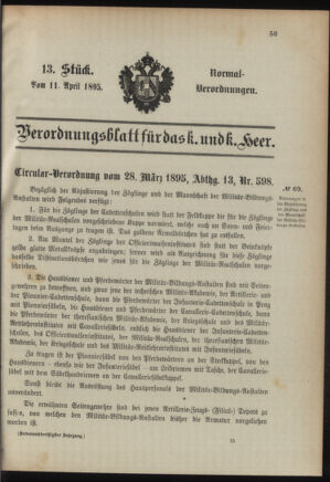 Verordnungsblatt für das Kaiserlich-Königliche Heer 18950411 Seite: 1