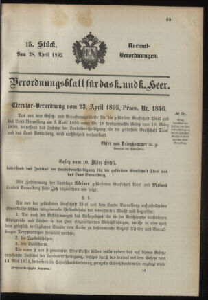 Verordnungsblatt für das Kaiserlich-Königliche Heer 18950428 Seite: 1