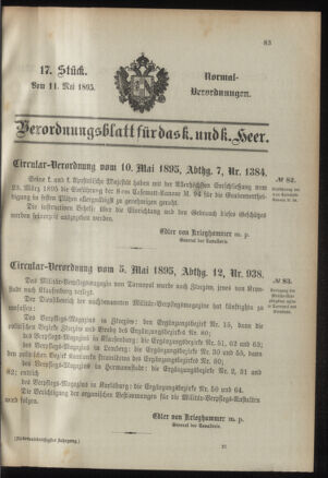 Verordnungsblatt für das Kaiserlich-Königliche Heer