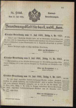 Verordnungsblatt für das Kaiserlich-Königliche Heer 18950712 Seite: 1