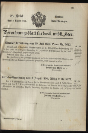 Verordnungsblatt für das Kaiserlich-Königliche Heer 18950803 Seite: 1