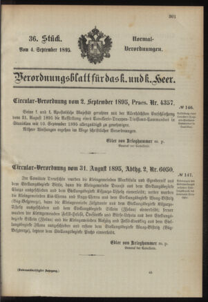 Verordnungsblatt für das Kaiserlich-Königliche Heer 18950904 Seite: 1