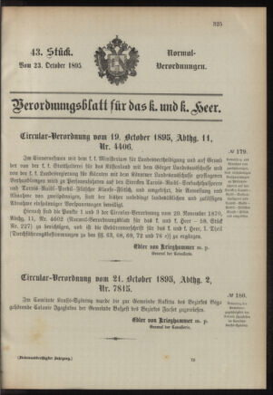 Verordnungsblatt für das Kaiserlich-Königliche Heer 18951023 Seite: 1