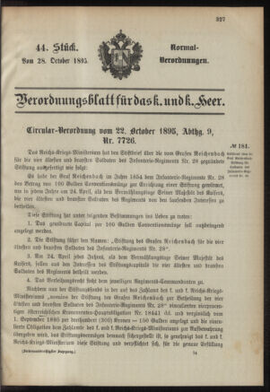 Verordnungsblatt für das Kaiserlich-Königliche Heer 18951028 Seite: 1